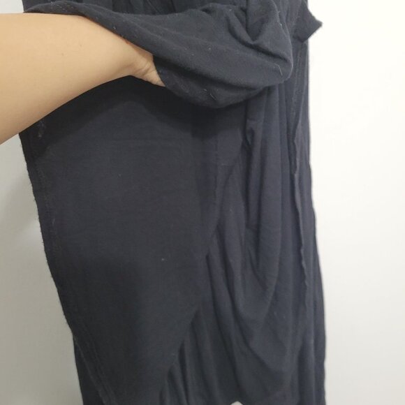 Lori Michaels | Black Full Length Halter Dress V-Neckline Faux Wrap Tie Waist S - Picture 3 of 10